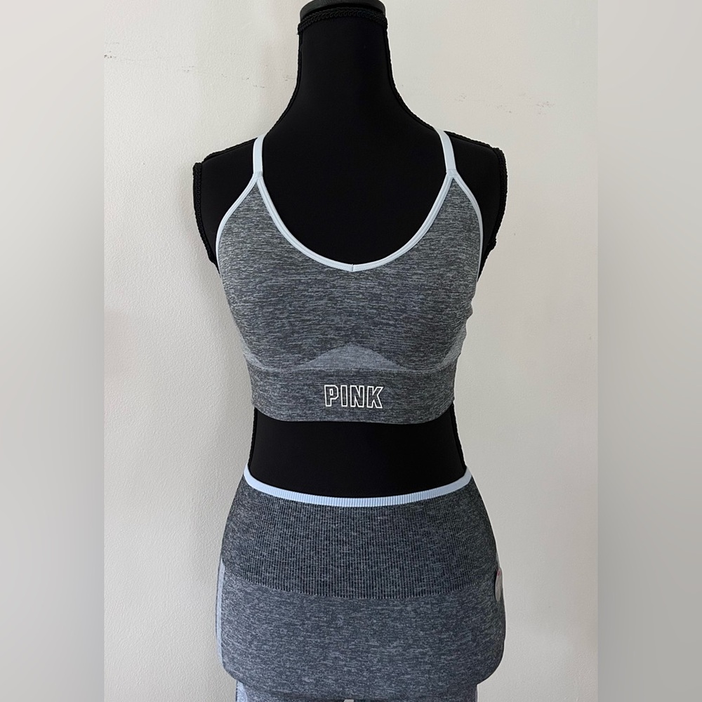 PINK Victoria Secret Seamless Sports Bra, Leggings & Long Sleeve 3 piece Set